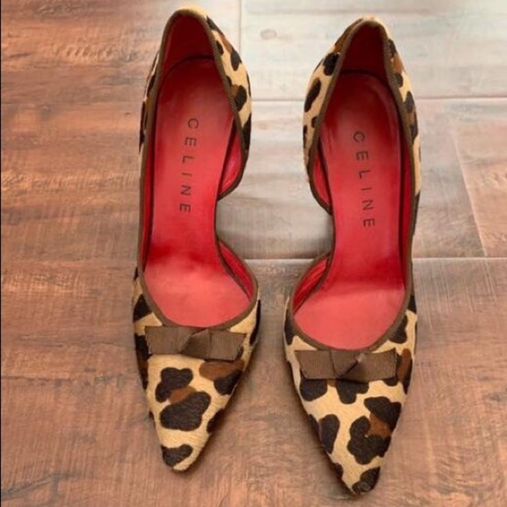 Celine Pony Hair Animal Print Pointed Pumps (6.5). GUC.